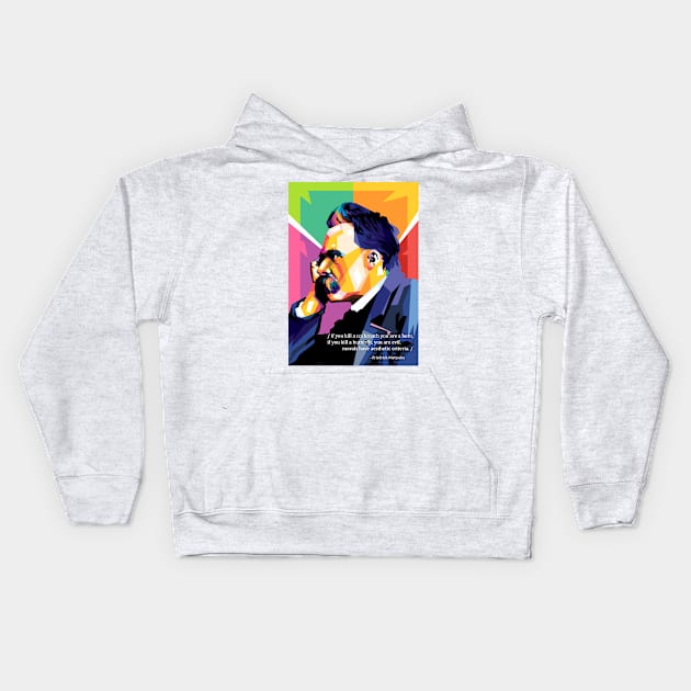 Friedrich Nietzsche Kids Hoodie by Wijaya6661